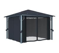 Gazebo Aluminio con Cortinas 300x300 cm Antracita | Tela Oxford pintada PA, 4 paredes laterales, puerta cerrada, uso al aire libre moderado