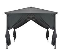 Gazebo con cortinas de aluminio de acero 3 x 3 m, color negro | Techo de policarbonato 6 mm -UV, 4 paredes extraíbles, montaje en suelo incluido, fácil montaje
