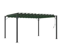 Gazebo con techos labrados, 3 x 4 x 2,14 m, color verde | Marco de aluminio resistente a la oxidación,tela de poliéster recubrimiento PA,techo de hojas ajustable