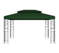 Gazebo de jardín 3,97 x 2,96 x 2,68 m verde poliéster y acero | Techo ajustable a mano, marco de aluminio, poliéster con revestimiento de PA, diseño moderno, fácil de limpiar
