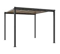 Gazebo de jardín, aluminio, antracita, 3x3 m, con visera de policarbonato | Marco de aluminio, cubierta de policarbonato resistente al agua y UV, diseño estable, espacios para huéspedes