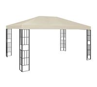 Gazebo de jardín de 3 x 4 m, color crema de poliéster, marco de acero resistente, refugio de sombra para fiestas en el jardín, playa, camping, fácil montaje desplegable