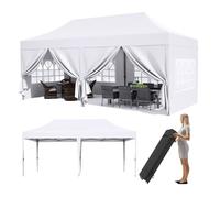Gazebo emergente de aleación Aluminio | Fiesta multicolor: dosel plegable con paneles laterales(WHITE)