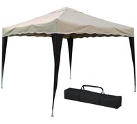 VERDELOOK Cenador plegable cubierta metálica poliéster beige 3X3 m transportable con bolsa incluida