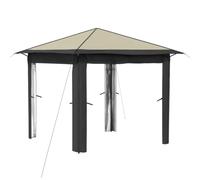 Gazebo sin Pared Lateral 2.6 x 2.6 m Crema y Antracita con Estructura | Tejido Oxford 210D repelente al agua, altura ajustable en 3 niveles, incluye bolsa con ruedas, cuerdas y estacas