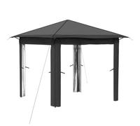 Gazebo Sin Pared Lateral 2.6 x 2.6 m Gris Claro y Antracita con Estructura | Toldo Oxford 210D plata, altura 3 niveles, bolsa ruedas, 4 cuerdas, 8 estacas, uso exterior