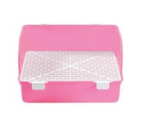 Gazechimp Caja de Arena Pequeña para, Caja de Arena Esquinera, Soporte para Almohadilla para Orinar, Bandeja para Mascotas, Orinal de Entrenamiento para C, Rosa