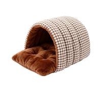 Gazechimp Cama para Gatos Cueva Nido Escondite Extraíble Cálido Lino Acolchado Tejido Suave Lavable Acogedora Adecuada para Mascotas Pequeñas Y Rincón de, Rejilla de Café