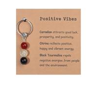 GAZIL Llavero Cuentas de Piedras Naturales con Tarjeta, Regalo Inspirador de Energía Positiva, Exquisito Llavero Piedras Sanadoras para Aumentar Vitalidad, Detalle para Amigos y Familia (Multicolor)