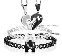 GAZIL Pulseras Pareja a Juego - Corazón 'Te Amo' Acero Inoxidable, Regalos a Distancia para Él y Ella, Novios, Amantes, Conjunto de Collar y Pulsera