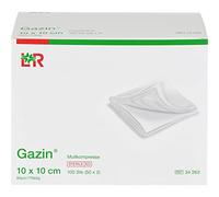 Gazin, Compresas de gasa, 10 cm x 10 cm, estériles, 8 capas, 50 x 2, 300 g, color blanco, 100 unidades (Pack de 50)