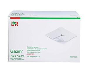 gazin Ranura compresas 7,5 x 7,5 cm estériles 8 Compartimento 100 St compresas