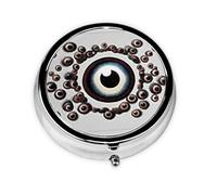 Gazing Eye Cluster - Organizador de píldoras personalizado único, pastillero de viaje para 7 días AM PM con diseño de impresión completa, mini organizador de medicamentos chapado en hierro