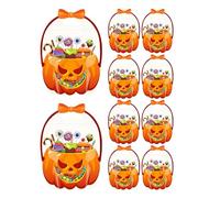 Gazocua Bolsas de fiesta de Halloween, 10 unidades, calabaza transparente con asas, cubo decorativo para aperitivos de otoño, relleno de juguete, relleno de truco o tratamiento