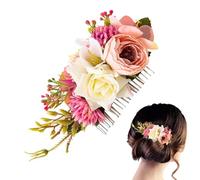 Gazocua Peineta de rosas para el pelo, peine de flores de tela artificial, flores artificiales de metal, peinetas para el pelo, para bodas, horquillas, mujeres, niñas de flores, damas de