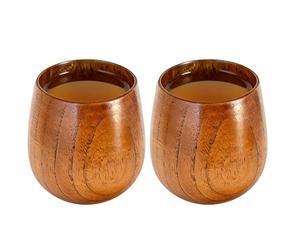 Gazocua Tazas de café de madera, 2 unidades hechas a mano, vasos de vino, tanto para café, café, té, espresso, vino con leche, como también para cocina, comedor y