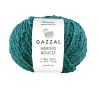 Gazzal Merino Boucle - 100 % lana merino australiana Superwash - 100 g 120 m - Hilo voluminoso texturizado para tejer y ganchillo para suéteres, cárdigans, chales, 3 ovillos, 3770