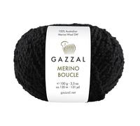Gazzal Merino Boucle - 100 % lana merino australiana Superwash - 100 g 120 m - Hilo voluminoso texturizado para tejer y ganchillo para suéteres, cárdigans, chales, 3 ovillos, 3766