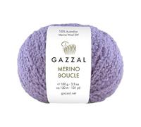 Gazzal Merino Boucle - 100 % lana merino australiana Superwash - 100 g 120 m - Hilo voluminoso texturizado para tejer y ganchillo para suéteres, cárdigans, chales, 3 ovillos, 3772