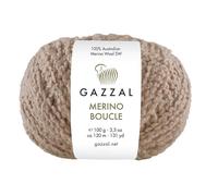 Gazzal Merino Boucle - 100 % lana merino australiana Superwash - 100 g 120 m - Hilo voluminoso texturizado para tejer y ganchillo para suéteres, cárdigans, chales, 1 ovillo, 3765
