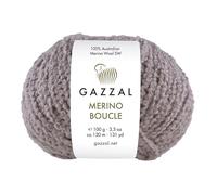 Gazzal Merino Boucle - 100 % lana merino australiana Superwash - 100 g 120 m - Hilo voluminoso texturizado para tejer y ganchillo para suéteres, cárdigans, chales, 3 ovillos, 3762