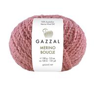 Gazzal Merino Boucle - 100 % lana merino australiana Superwash - 100 g 120 m - Hilo voluminoso texturizado para tejer y ganchillo para suéteres, cárdigans, chales, 1 ovillo, 3768