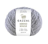 Gazzal Merino Boucle - 100 % lana merino australiana Superwash - 100 g 120 m - Hilo voluminoso texturizado para tejer y ganchillo para suéteres, cárdigans, chales, 3 ovillos, 3773