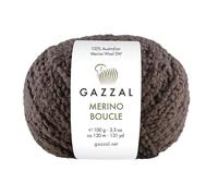 Gazzal Merino Boucle - 100 % lana merino australiana Superwash - 100 g 120 m - Hilo voluminoso texturizado para tejer y ganchillo para suéteres, cárdigans, chales, 1 ovillo, 3763