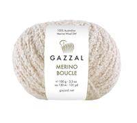 Gazzal Merino Boucle - 100 % lana merino australiana Superwash - 100 g 120 m - Hilo voluminoso texturizado para tejer y ganchillo para suéteres, cárdigans, chales, 1 ovillo, 3761