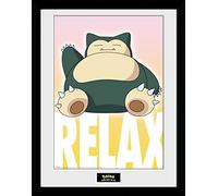 GB Eye LTD-Póster Enmarcado de Pokemon, Snorlax, 30 x 40 cm, Madera de ingeniería, Multicolor, 30 x 40cm
