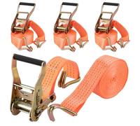 GBACHOOSE 4 correas tensoras de 3000 kg, con trinquete y ganchos, correa tensora de 50 mm x 6 m, correa de amarre con ganchos, correas de amarre con gancho, correa de amarre naranja para remolques,