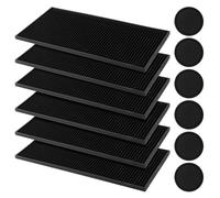 GBACHOOSE 6 alfombrillas de barra de 30 x 15 cm, alfombrilla de goteo con 6 posavasos, alfombrilla de silicona para bar, club, cafetería, restaurante, cocina