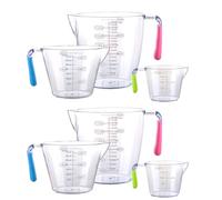 GBACHOOSE 6 jarras medidoras de plástico de 200 ml/400 ml/900 ml con asas de agarre en ángulo, tazas medidoras transparentes sin BPA para cocinar y hornear