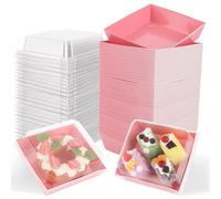 GBACHOOSE 75 cajas de cartón para tartas, 13,5 x 12,5 x 6,5 cm, cajas de cartón para tartas, cupcakes, cajas de transporte para tartas, cajas de cartón con tapa, caja de bento para tartas, sándwiches