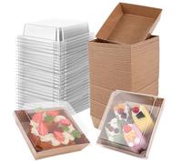 GBACHOOSE 75 cajas de transporte para tartas de cartón, 13,5 x 12,5 x 6,5 cm, cajas de cartón para tartas, cupcakes, cajas de transporte para tartas con tapa, caja de bento para tartas, sándwiches