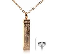 GBAFGLC Collar de urna de árbol de la vida para cenizas, barra cilíndrica, joyería de cremación, colgante de urna conmemorativa, joyería de recuerdo para mujeres y hombres, Forever in my heart, Unisex