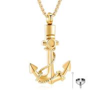 GBAFGLC Collar de urna de cremación de ancla para mujeres y hombres, colgante de cenizas con gancho de ancla, collar conmemorativo de un ser querido, Acero inoxidable