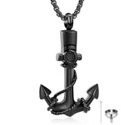 GBAFGLC Collar de urna de cremación de ancla para mujeres y hombres, colgante de cenizas con gancho de ancla, collar conmemorativo de un ser querido, Acero inoxidable