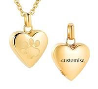 GBAFGLC Joyería de cremación para cenizas de mascotas, collar de urna de corazón con estampado de patas, colgante de urna para mascotas, perros, gatos, recuerdos, funerales, joyería conmemorativa