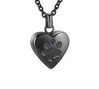 GBAFGLC Joyería de cremación para cenizas de mascotas, collar de urna de corazón con estampado de patas, colgante de urna para mascotas, perros, gatos, recuerdos, funerales, joyería conmemorativa
