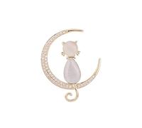 GBAHFY Bonito broche de gato, bonito broche de animal, brillante, elegante, con piedra de gato, luna, joyería de moda para mujeres y niñas, Acrílico, N/D