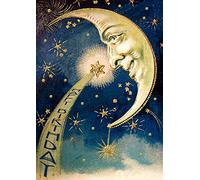 GBARAN Madame Treacle The Moon, Shooting Star and Gold Glitter Stars Birthday Card