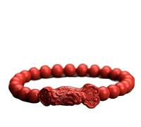 GBASDXU Pulsera Feng Shui de la riqueza, Pi Xiu Rojo Cinabrio Cristal Prosperidad Amuleto Cuarzo Pulsera Chakra Gema, cinabrio