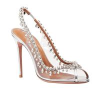 GBBRZKTB Tacones Altos Sandalias Mujer Punta Abierta Diamantes Imitación Tacones Aguja Cordones Fiestas Bodas 11cm,Silver-45