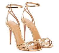 GBBRZKTB Tacones Altos Sandalias Mujer Tiras en el Tobillo Punta Abierta Hebilla Tacón Aguja Zapatos Fiesta para Boda 11cm,Gold-36