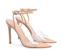 GBBRZKTB Tacones Altos Sandalias Transparentes Tiras Cruzadas Punta Abierta Mujer Zapatos Tacón Aguja Hebilla Vestido Fiesta Boda 11cm,Nude-45