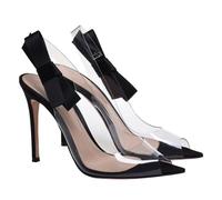 GBBRZKTB Tacones Altos Sandalias Transparentes Tiras Punta Abierta Mujer Zapatos Fiesta Tacón Aguja Lazo 11cm,Black-45