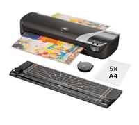 GBC 4410036 - Set de Plastificadora Inspire+ A4, 4-en-1 con Plastificadora A4, Cizalla de Papel y Recortadora de Esquinas, Incluye Pack de 5 Fundas de Plastificación A4 (2x75 Micras), Color Negro