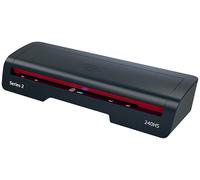 GBC 4410069EU - Plastificadora 240HS para Home Office A3, Calentamiento Rápido en 2 Minutos, 75-125 Micras, Antiatascos, Apagado Automático, Incluye 5 Fundas de Plastificación A4, Negro/Rojo