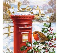 GBCC - Cajas de lujo de tarjetas de Navidad 3 diseños - Diseño de petirrojo de ciudad - DELM0016